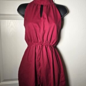 SHEIN Elegant Red Halter Mini Dress